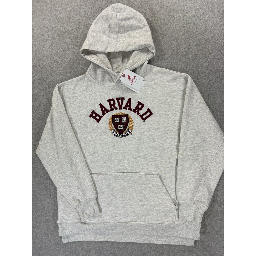 NWT Harvard Crimson League Stitched Logo‎ Hoodie Sweatshirt (Women's Large) Gray